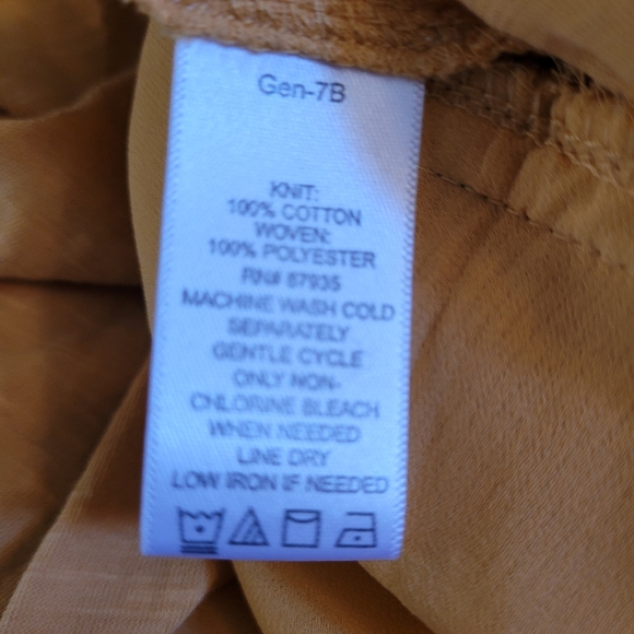 LOGO by Lori Goldstein Slub Knit cardigan Chiffon Trim Yellow Fall Top  XL - Picture 9 of 9